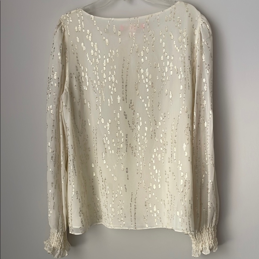 Lilly Pulitzer Idina Long Sleeve Silk Top View 6